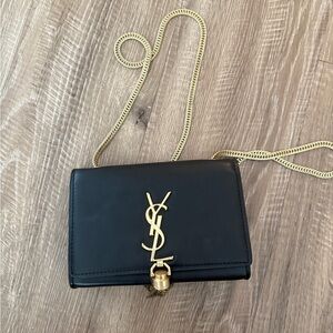 Yves Saint Laurent YSL Black Crossbody with Gold Chain